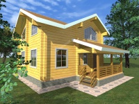 Дом из бруса 8х9 | Полутороэтажные деревянные дома и коттеджи с террасой 8х9